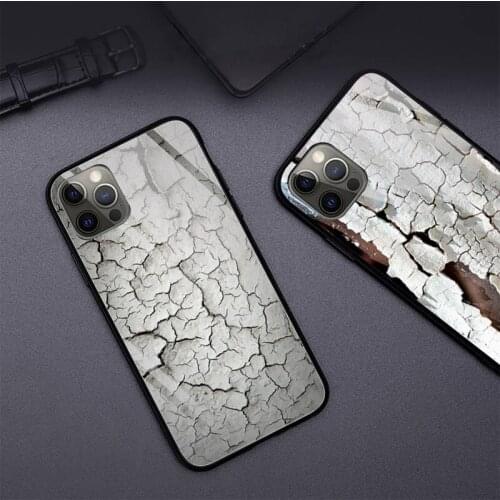 Cracked wood lacquer carving art Phone Case Tempered Glass For iPhone 12 Pro Max Mini 11 Pro XR XS MAX 8 X 7 6S 6 Plus SE case