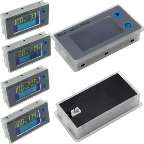 5pcs 10-100V LCD Acid Lead Lithium Battery Capacity Indicator Digital Voltmeter Voltage Tester with Temperature Display 12006003