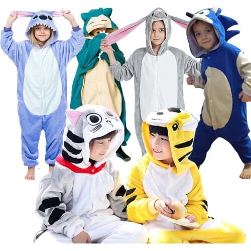 Children Onesie Kids Kigurumi Cartoon Pajama Girls One-Piece Pyjamas Animal Cartoon Jumpsuit Sleepwear Halloween Cosplay Costume