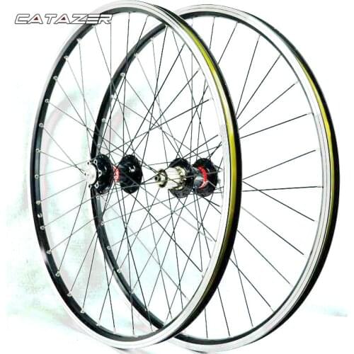 Catazer 26inch 4 Bearing HUB 041/042 32holes Disc V Brake Wheel Mountain Bike Wheel Set 7/8/9/10/11 Speed Cassette