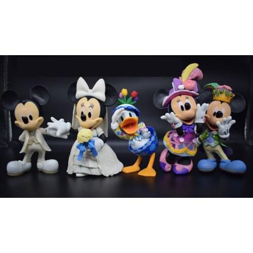 Disney Figures Mickey Minnie Couple Doll Toys Mouse Donald Duck Anime PVC Model Party Wedding Gift Cake Decoration for Children