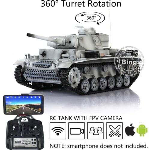 Heng Long 1/16 Snow 7.0 Upgraded Panzer III L FPV RTR RC Tank 3848 360° Turret Toys TH17352-SMT4