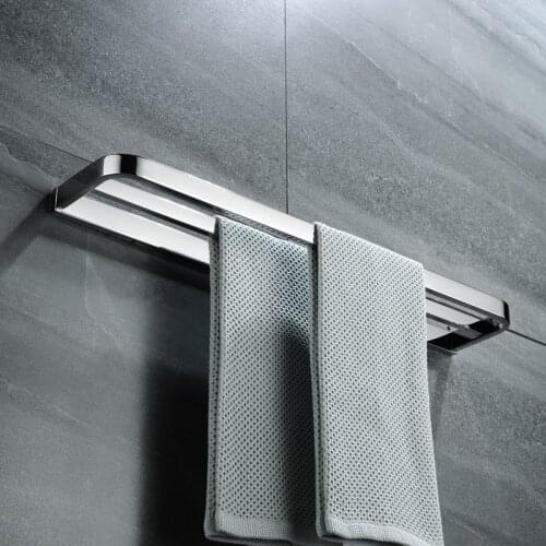 Stainless Steel Bathroom Hardware Chrome Polished Single Layer Towel Rack Bathroom Accessories Anti-rust Towel Shelf