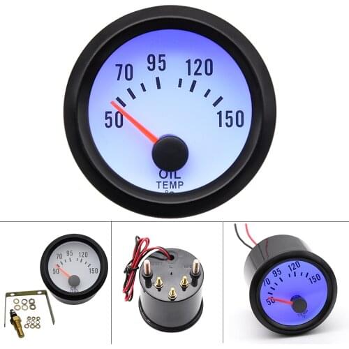 50-150 Celsius Degree 52mm Oil Temp Gauge 2 Inch 12V/24V Oil Temperature Meter Gauge with Sensor for Car motorcycle 52MM Gauge