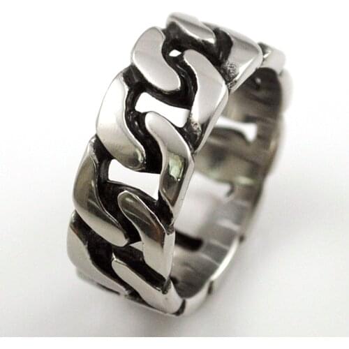 Biker chain rings finger accessories gothic men stainless steel jewellery circle ring for rock metal man AR505