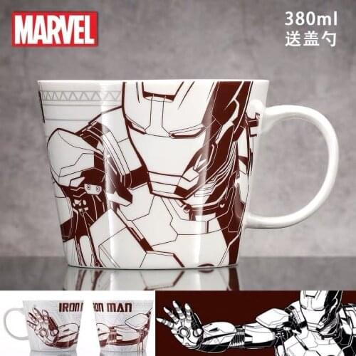 Disney Surrounding Mugglass Iron Man Comic Ceramic Cup Coffee Cup 380ml Water Cup
