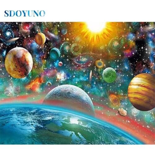 SDOYUNO Full Drill Square/Round Diamond Painting Cross Stitch Galaxy 5D Diamond Mosaic DIY Wall Art Diamond Embroidery Painting