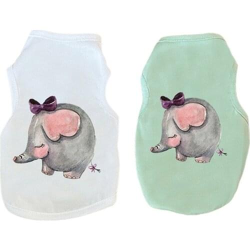 Cute Dog Clothes For Small Dog Summer Dog Printed Vest Pet Cat Clothing Chihuahua Puppy Pet Dog Cartoon Elephant Shirt Vest