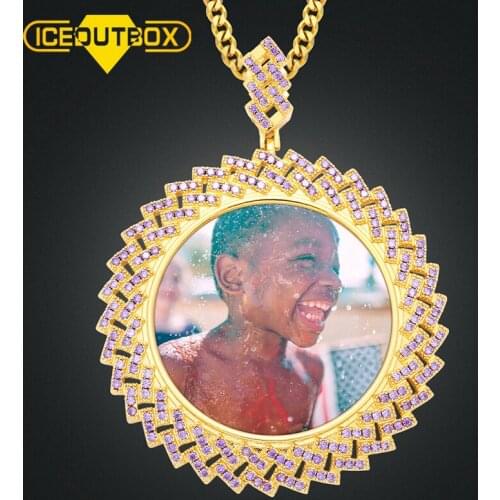 Fashion Custom Photo Memory Medallions Pendant Necklace For Mens Hip Hop AAA Crystal Personalized Cubic Zircon Dropshipping