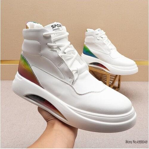 Luxury Designer High Tops For Men Dazzle Color Mix Thick Bottom Shoes Causal Flats Loafers Moccasins Male Rock Walking Sneakers
