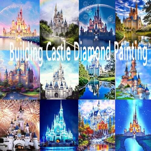 Disney Building Castle Full Drill Diamond Painting Kit 5D DIY Round , Mosaic Embroidery, Home art Decoration Gifts