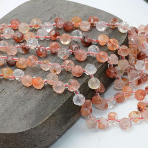 Natural Hematoid Quartz Faceted Water Drop Beads 7x7mm - 52 Beads / Strand