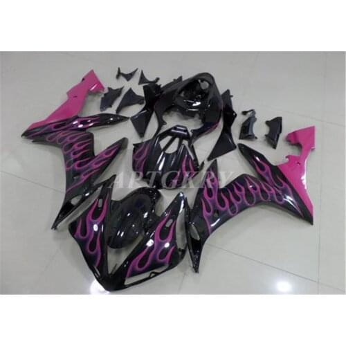 New ABS Plastic Shell Motorcycle Fairing kit Fit For YAMAHA YZF R1 2004 2005 2006 YZF-R1 YZF 1000R Bodywork set Pink Flame