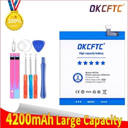 OKCFTC Original HE330 4200mAh Battery For Nokia 3 DUAL TA-1032 HE 330 Batteries Bateria