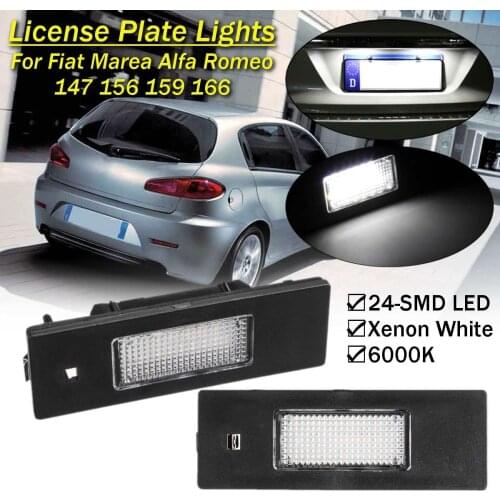 Pair 24-SMD LED License Plate Light for Alfa Romeo 147 156 159 166 Brera Spider for Fiat Marea Car Rear Tail Light Accessories