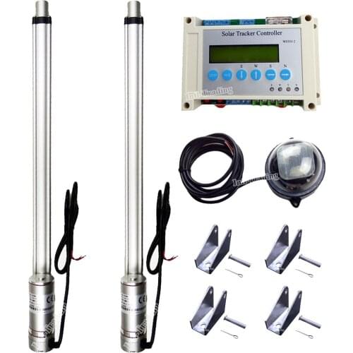 Complete Dual Axis Solar Tracker-18" Motor 450mm Linear Actuator W/ LCD Controller for Solar Cell Panel Tracking Sunlight Track