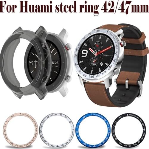Clear TPU protective case Metal protection ring Case For Xiaomi huami Amazfit GTR 42/47 Smart watch accessories Shell Protector