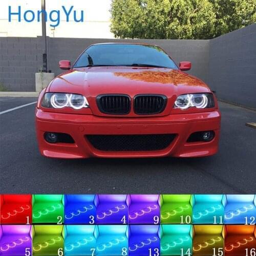 Headlight Multi-color RGB LED Angel Eyes Halo Ring Eye DRL RF Remote Control for BMW E46 with PROJECTOR 1998 - 2005 Accessories