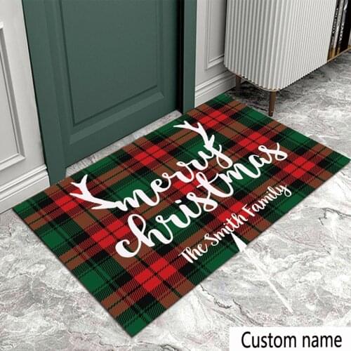 Personalized Custom Name Christmas Doormat Rubber Entrance Rug Indoor And Outdoor Carpet Non-Slip Durable Door Mat