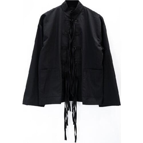 New Plus size Mens shirts Chinese style stand collar casual Single-breasted long sleeve costumes