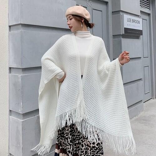 Korean Fashion Silver Silk Small Plaid Fringed Scarf WomenS Autumn Winter Lengthened Thickened Cloak Warm Dual-Use Big Shawl