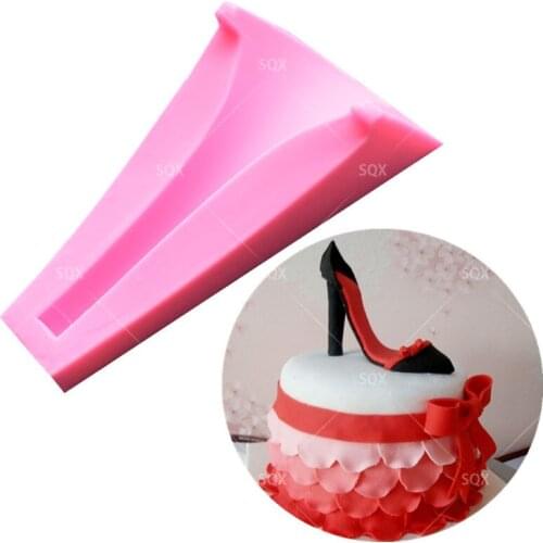 High Heel Lady Shoe Shaped Silicone Fondant Mould Cake Decorating Baking Tools Kitchen Accessories SQ15240