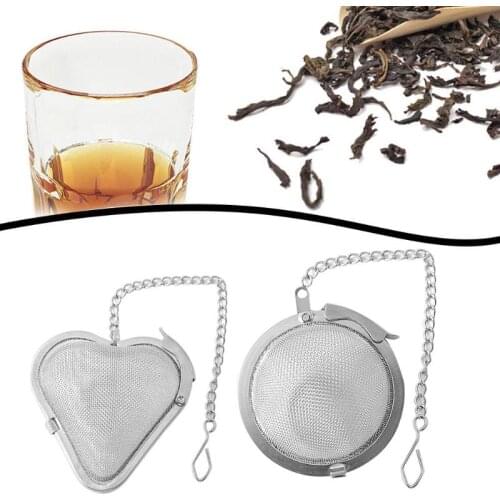Stainless Steel Tea Strainer Locking Spice Mesh Infuser Tea Ball Filter for Teapot Heart Round Shape Tea Infuser