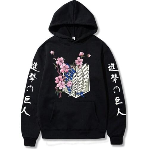 Japan Anime Attack on Titan Logo Hoodies Men Kawaii Attack on Titan Wings of Liberty Cartoon Harajuku Sweatshirt Unisex Pullover