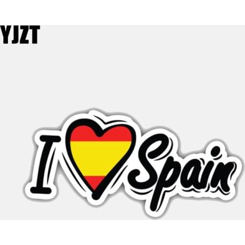 YJZT 12CM*6CM Personality I Love Spain Flag Car Sticker Motorcycle Accessories Decal 6-3020
