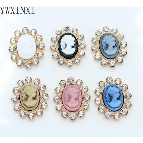 YWXINXI 10Pcs 23x19MM new hot sale alloy oval rhinestone buttons for DIY handmade clothing decoration accessories