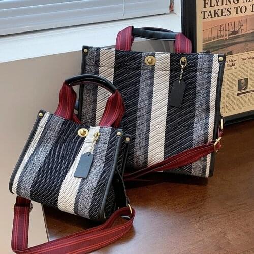 Stripe Designer Small Shopper Crossbody Shoulder Bags for Women 2021 2 Size Trends Female Casual Shopping Handbags Totes