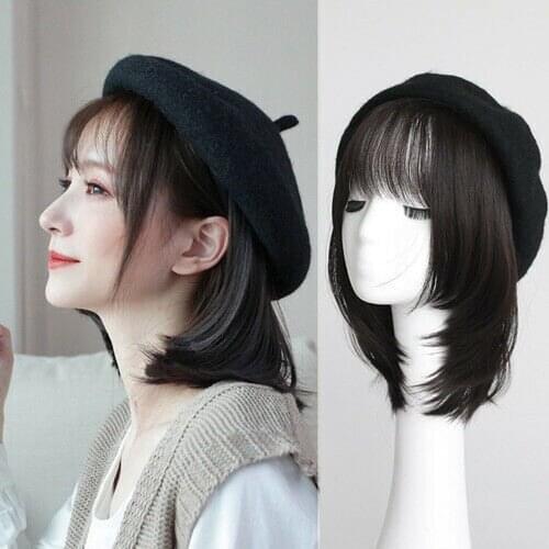 Womens Female Short Curly Inner Buckle Short Hat Wig One Simulation Natural Girl Cosplay Costumes New 2021