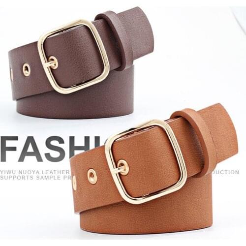 2020 Fashion Designer Luxury Brand Ladies Accessories Women Wide Golden Buckle Black Waist Straps Female Pu Leather Dress Belts
