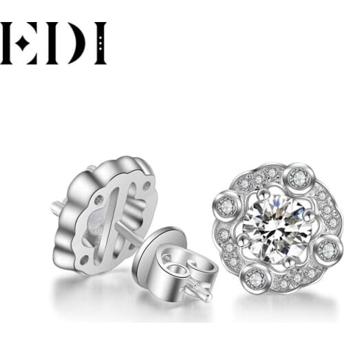 EDI Forever Brilliant 0.5CT Round Cut Moissanites Diamond 14K 585 White Gold Stud Earrings For Women Wedding Fine Jewelry