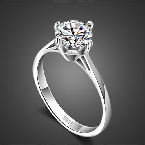 Real 100% 925 Sterling Silver Ring Women Luxury 5A Zircon Classic Wedding Jewelry Rings Engagement Accessory Gift