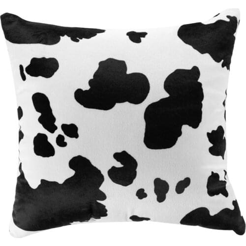 1Pc Cow Pattern Pillow Case Decorative Short Plush Pillow Case Cushion Cover For Sofa Bedroom Couch Seat Bed Throw Pillow Cover