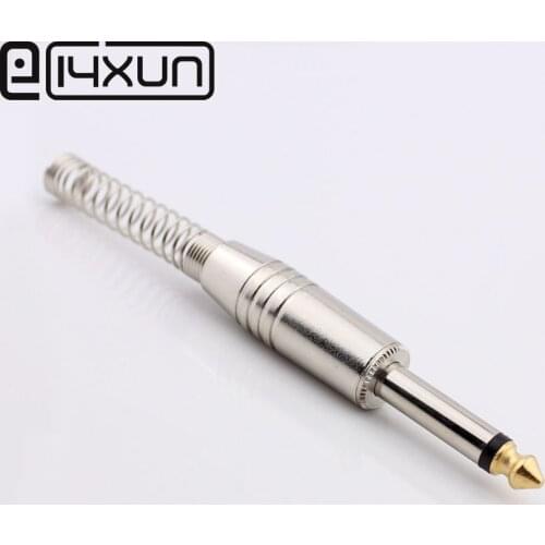 10pcs 6.5mm / 6.35mm 2 Pole Mono Male Plug Straight Audio Connector Microphone Adapter For KTV Mixer Guitar