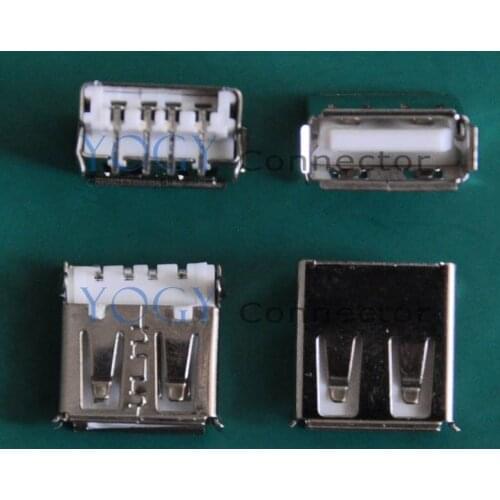 100pcs/lot) Female USB Connectors Jack, 4pin, Edge curl, 14x13x5.6mm