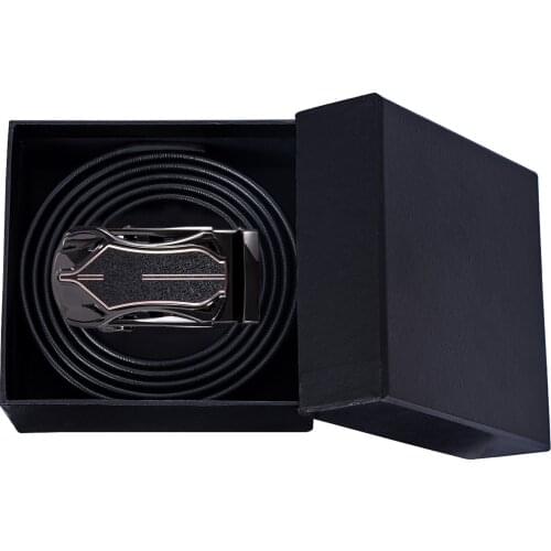 160cm Gift Box Set Leather Belt for Men Automatic Buckle Black Cowhide Removable Waist Belts Business Wedding Gift Barry.Wang