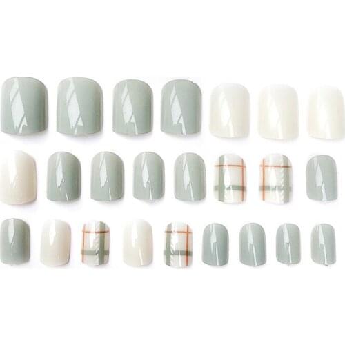 24Pcs/Set Fake Nails Tips Square Top Finish Design Finger Nail Art Decor SSwell