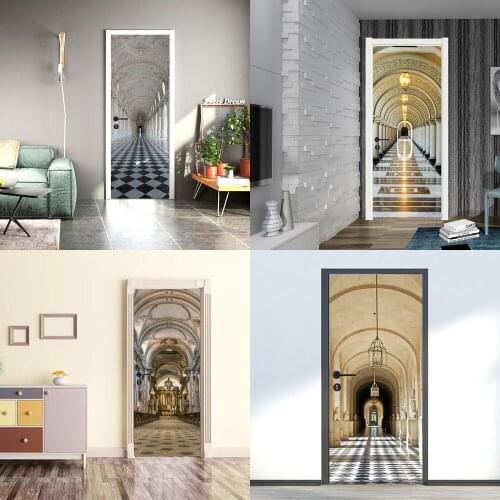 3D Door Stickers Peel and Stick Wallpapers PVC Removable Waterproof Bedroom Living Room Door Renovation Vinyl Film Contact Paper