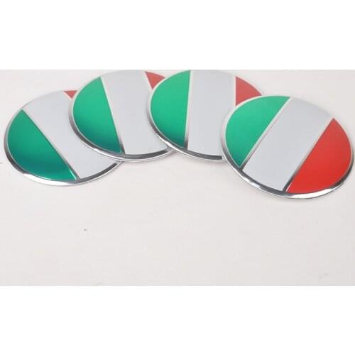4pcs/set Car Steering Wheel Center Hub Cap Italy Italian Flag Badge Emblem Sticker Decal Universal Cay Exterior Badge Cover