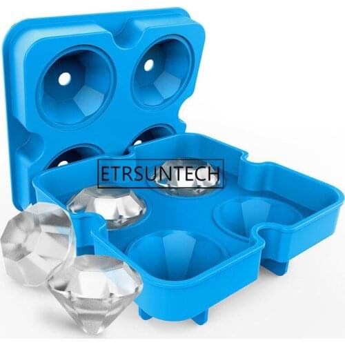 50pcs 4 Grids Diamond Pattern Ice Cube Tray Reusable Ice Cubes Maker Silicone Ice Cream Molds Whiskey Party Bar Tools