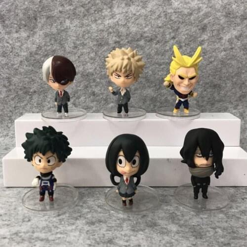 6pcs/lot Anime My hero academia midoriya todoroki bakugo PVC MINI Q version stand model action figure Doll display toy gift