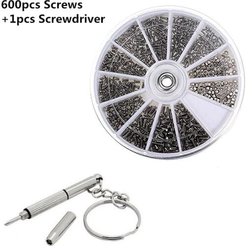 600/1000Pcs Screws +1PCS Multi screwdriver Stainless Steel Screws Electronics Nut For Watch Eye Glasses Clock Repair Tool Kit