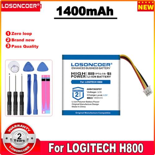 LOSONCOER 1300mAh Battery For LOGITECH H800 533-000067 981-000337 AHB472625PST Earphone Headphone Batteries