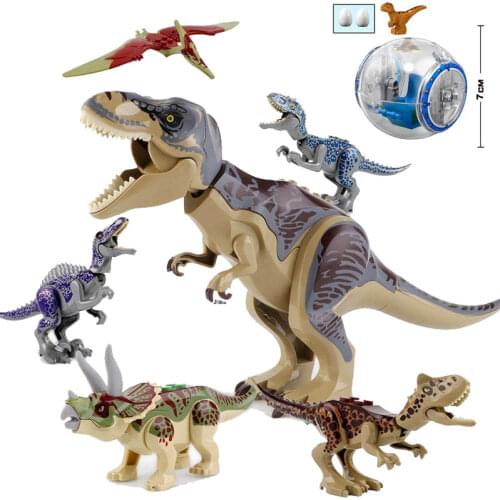 Big Sale!!! Jurassic Park World Dinosaurs Indoraptor Triceratops Indominus Rex T-Rex Model Building Blocks Toys For Children
