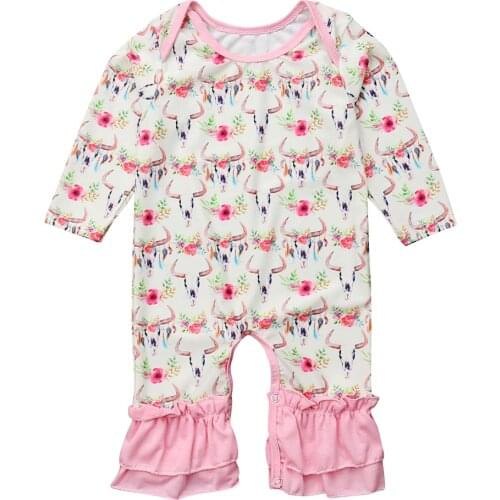 Baby Kids Children Romper Clothes Deer Print Lace Romper Cotton Jumpsuit Baby clothes