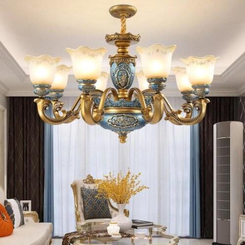 House Led Ceiling Chandelier glass Lampshade Lighting living room light luxury bedroom Dinning Room resin antique Chandeliers