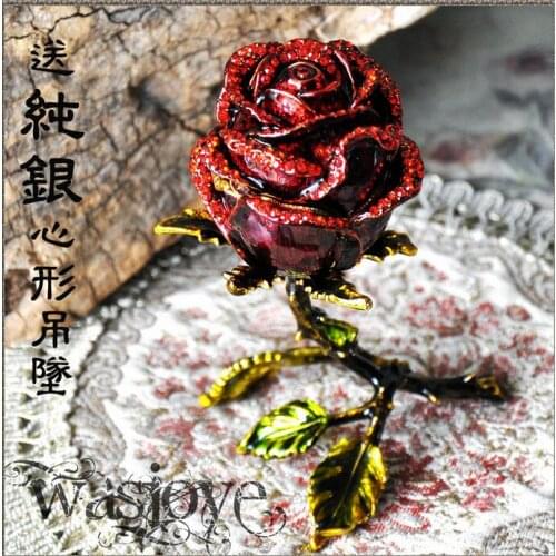 European hand-painted jewelry box ring jewelry organizer wedding gift home decoration Rose Flower Design Gift Package Z049